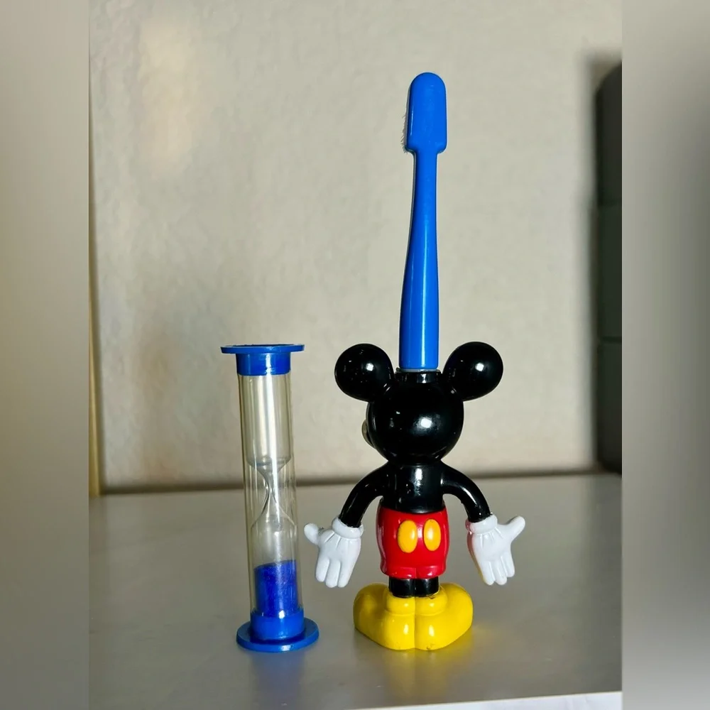 Vintage Mickey Mouse Kids Toothbrush with Timer - Red, Yellow, Blue